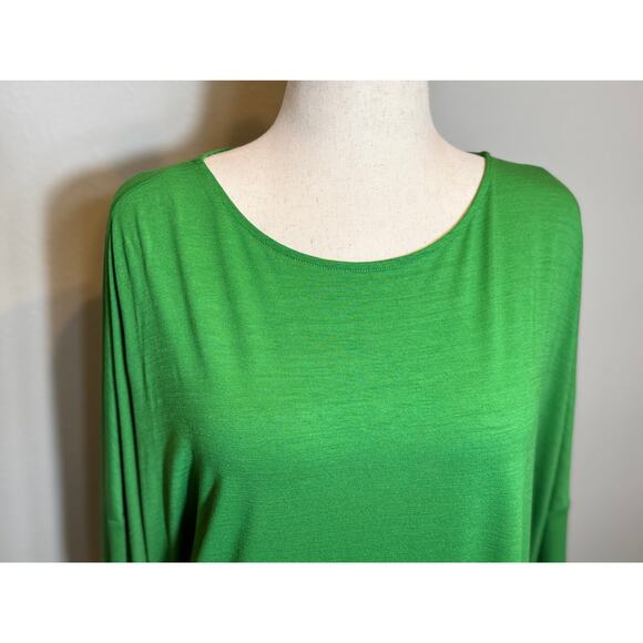 J. Jill tunic green 3/4 dolman sleeve asymmetrical hem popover loose fit Sz M - Picture 2 of 8
